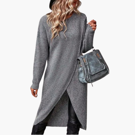 Umberlise | Women's Wrap Front Long Sleeve Knit Sweater Dress