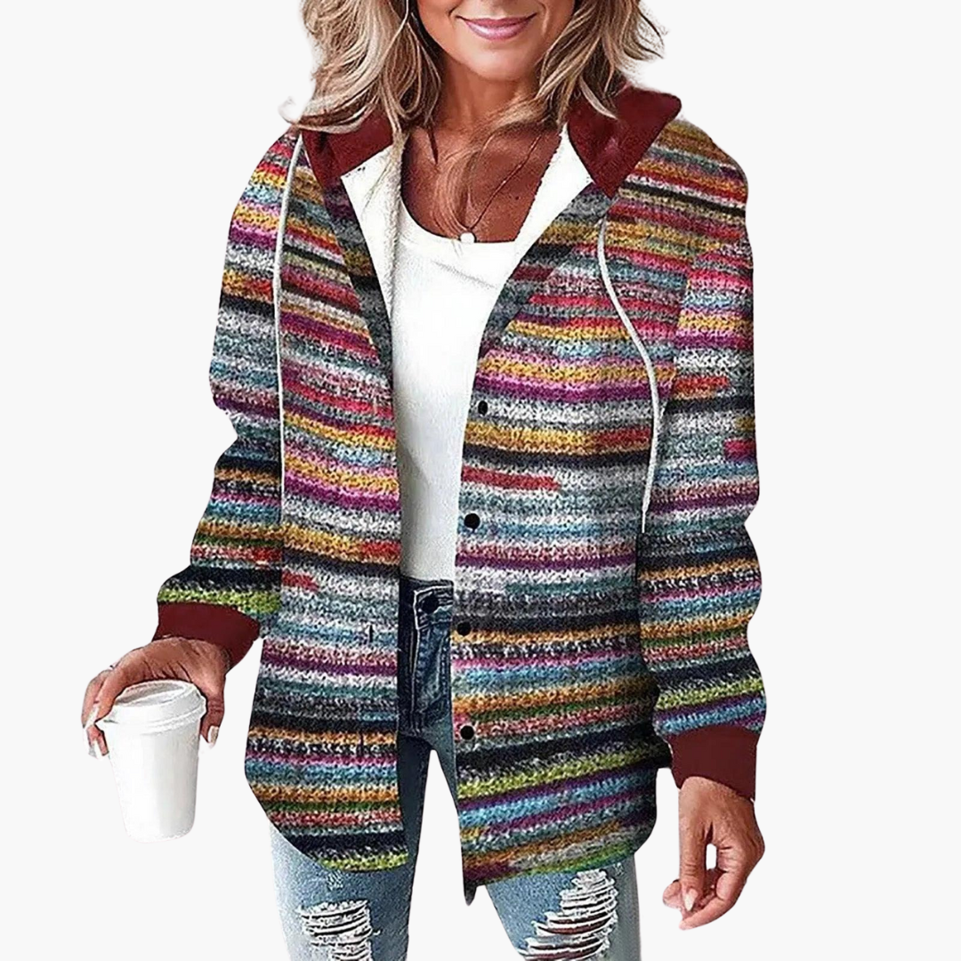 Arlene | Women's Hooded Plaid Button-Up Flannel Shacket