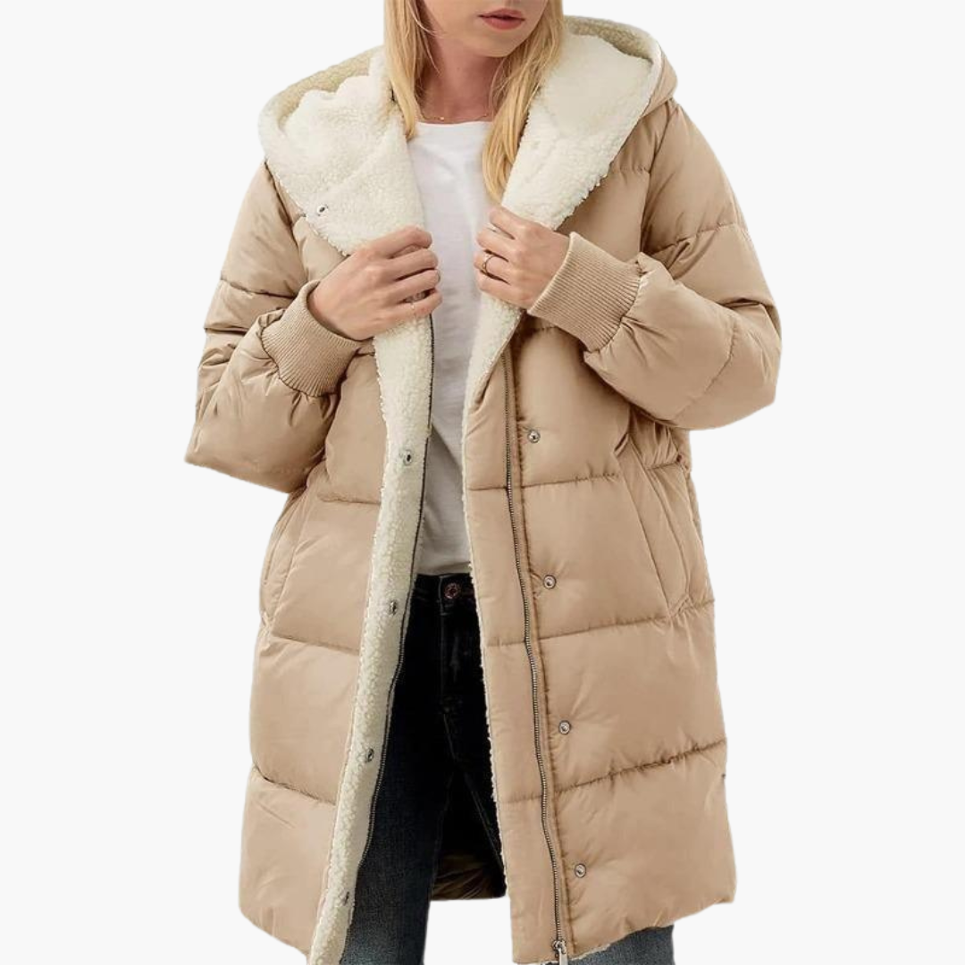 Klara | Women's Sherpa-Lined Hooded Longline Puffer Coat