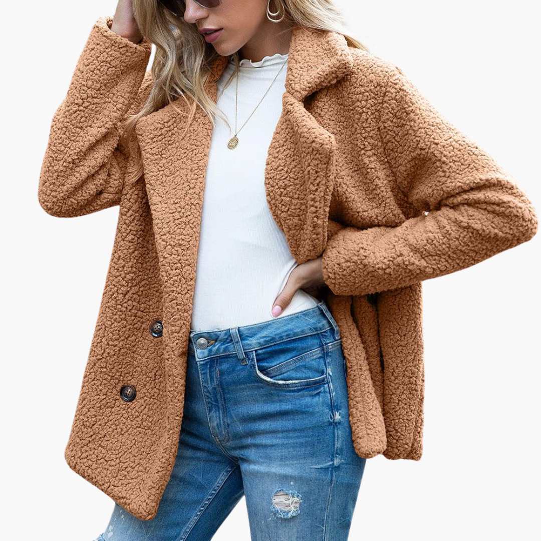 Melisande | Women's Faux Fur Teddy Lapel Jacket