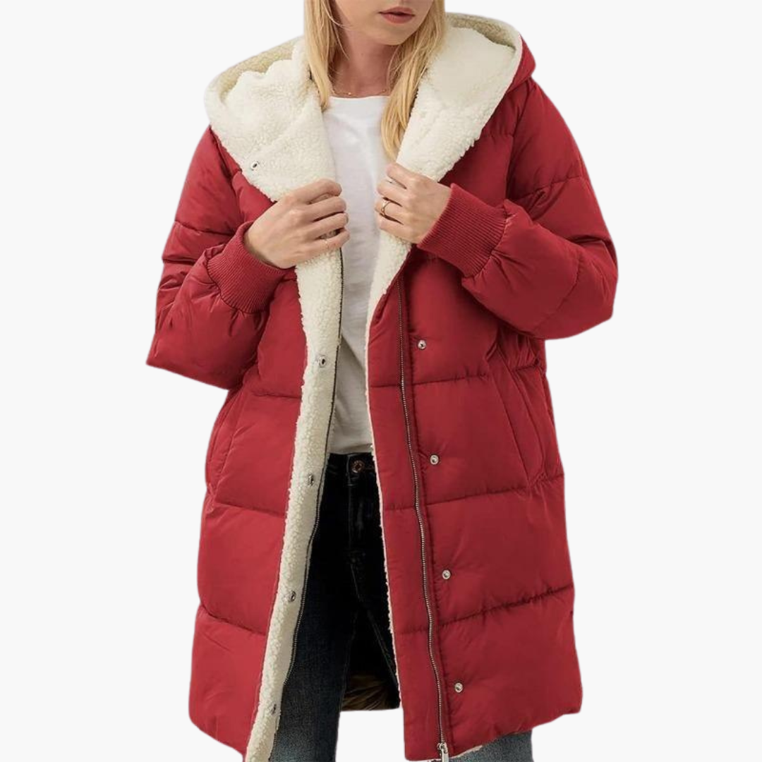 Klara | Women's Sherpa-Lined Hooded Longline Puffer Coat