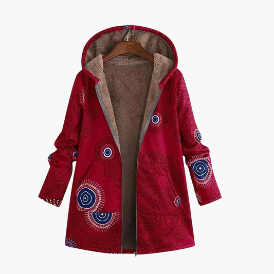 Romilda | Women's Sherpa Lined Geometric Print Hooded Parka Jacket