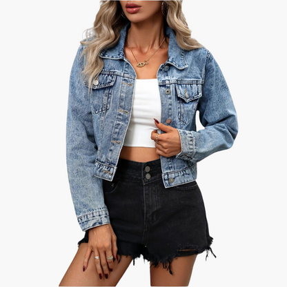 Cloelia | Women's Light Wash Cropped Denim Jacket