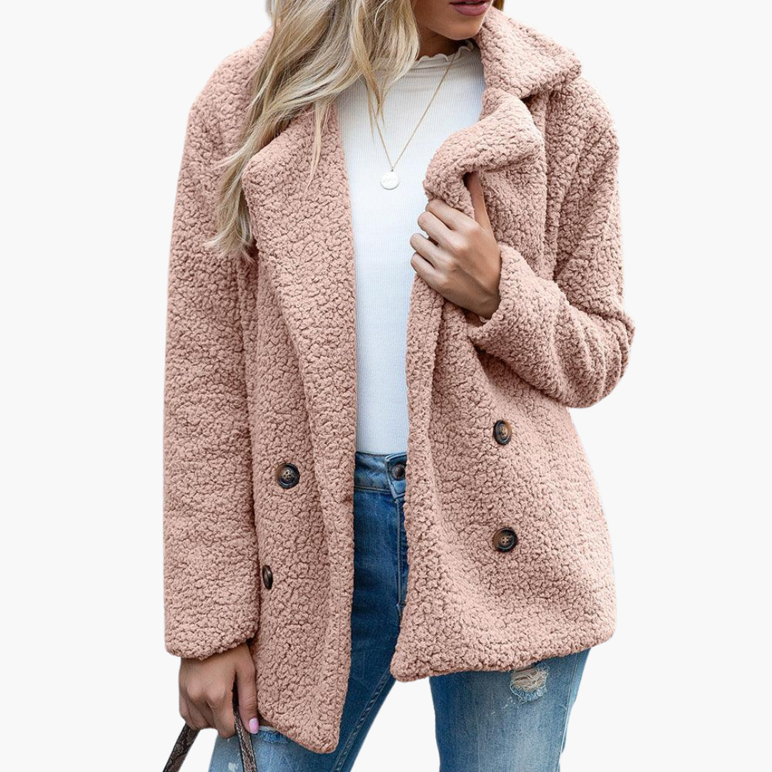 Melisande | Women's Faux Fur Teddy Lapel Jacket