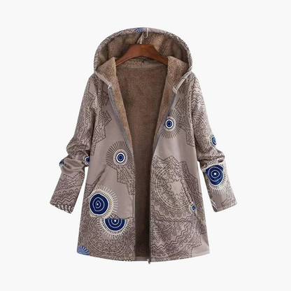 Romilda | Women's Sherpa Lined Geometric Print Hooded Parka Jacket