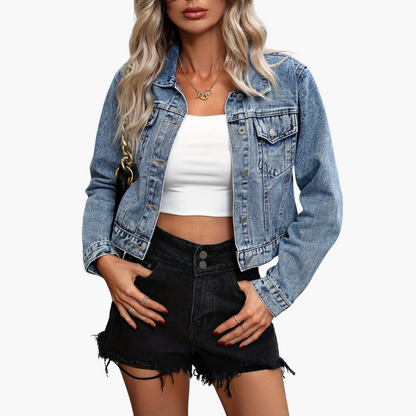 Cloelia | Women's Light Wash Cropped Denim Jacket
