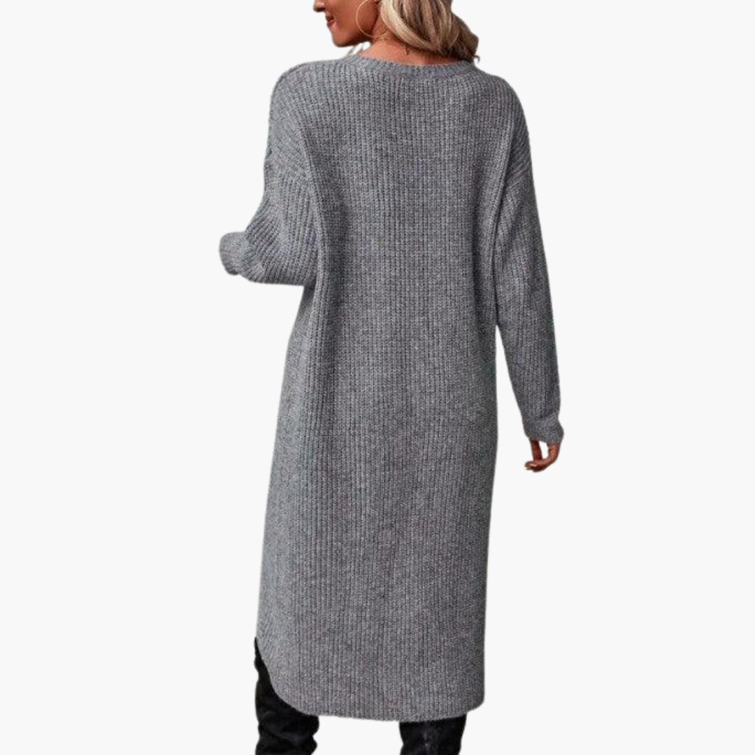 Umberlise | Women's Wrap Front Long Sleeve Knit Sweater Dress