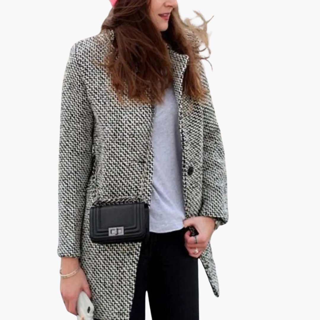 Leocadia | Women's Herringbone Wool Blend Longline Coat