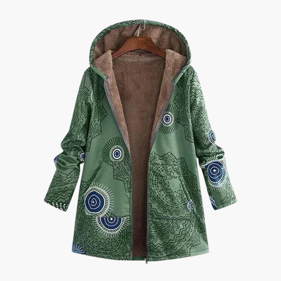 Romilda | Women's Sherpa Lined Geometric Print Hooded Parka Jacket