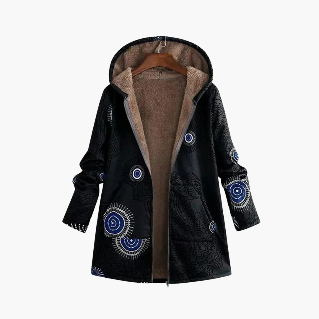 Romilda | Women's Sherpa Lined Geometric Print Hooded Parka Jacket