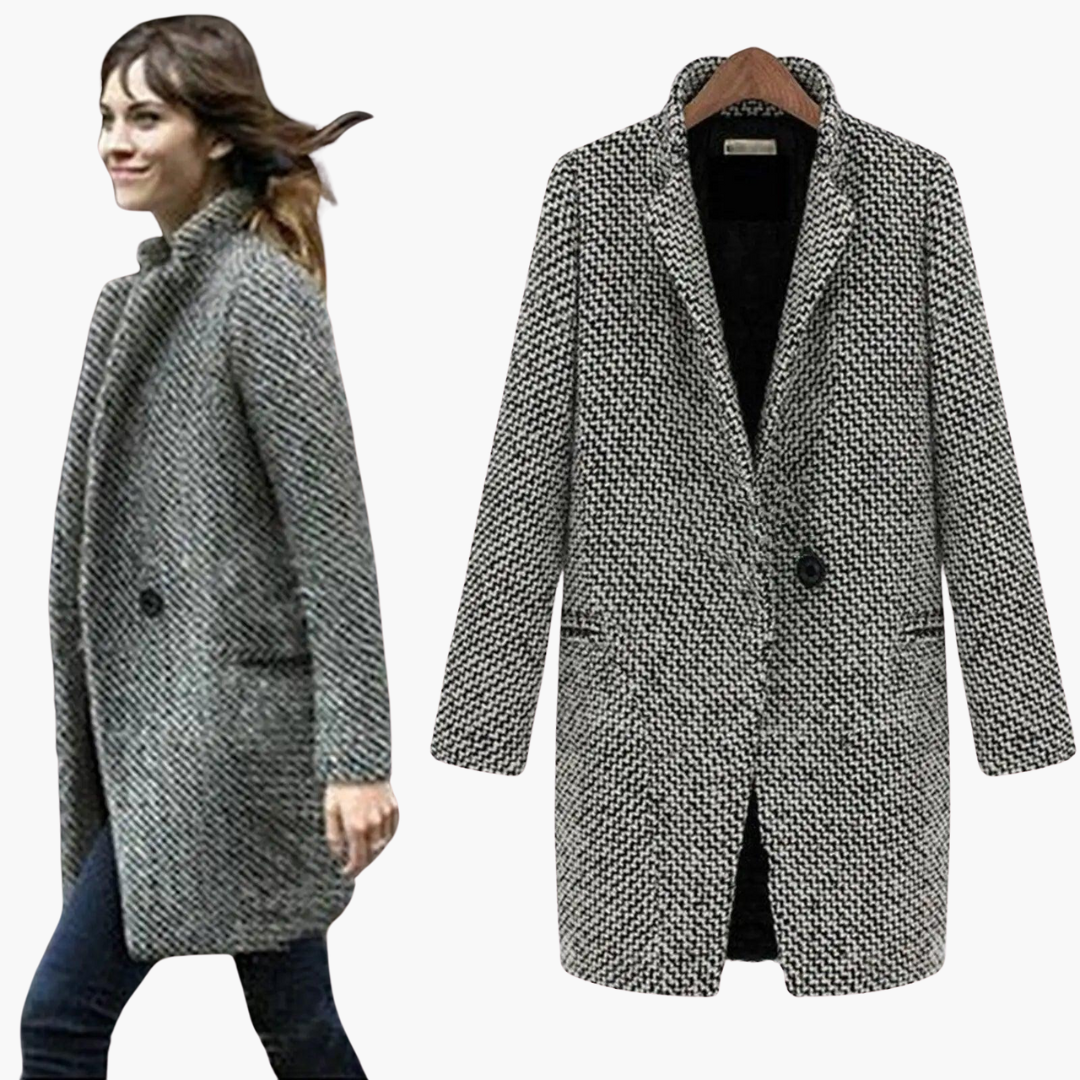 Leocadia | Women's Herringbone Wool Blend Longline Coat