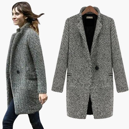Leocadia | Women's Herringbone Wool Blend Longline Coat