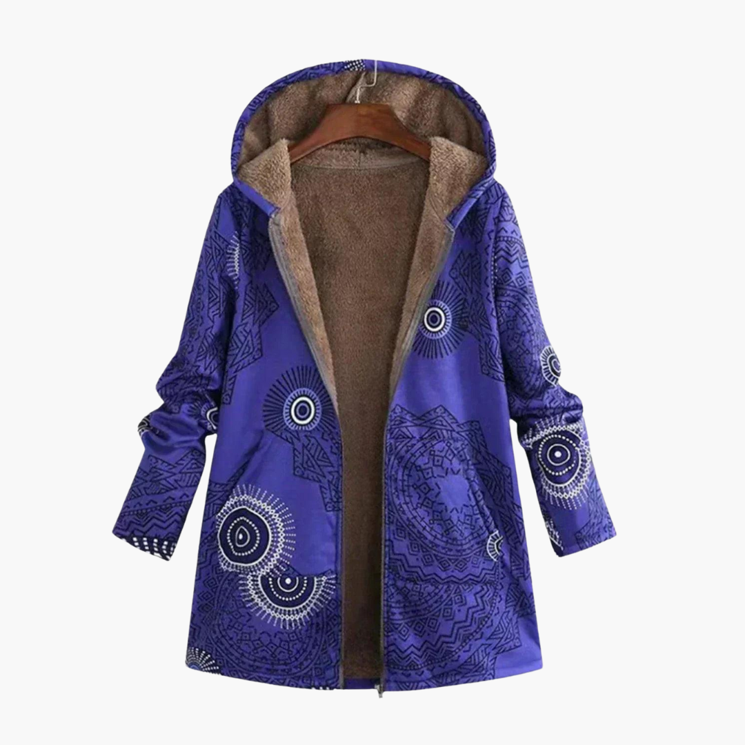 Romilda | Women's Sherpa Lined Geometric Print Hooded Parka Jacket