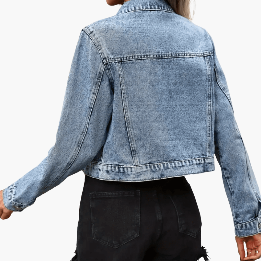 Cloelia | Women's Light Wash Cropped Denim Jacket