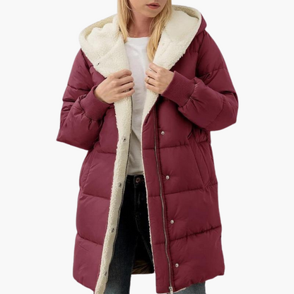Klara | Women's Sherpa-Lined Hooded Longline Puffer Coat