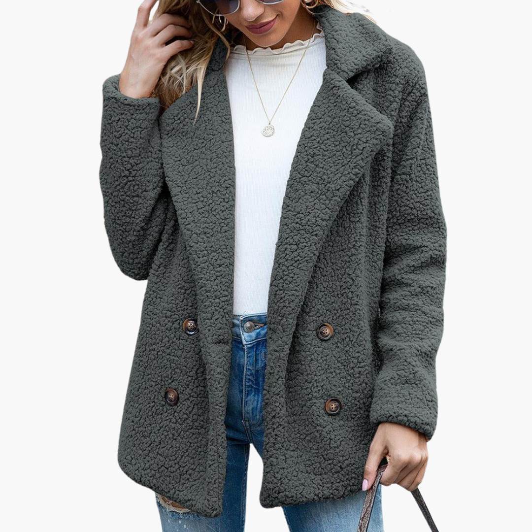 Melisande | Women's Faux Fur Teddy Lapel Jacket